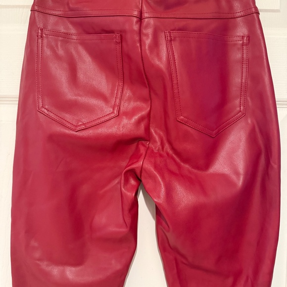 Zara Faux Leather Red Pants with Side Ankle Zippers Womens Size M - Picture 8 of 13